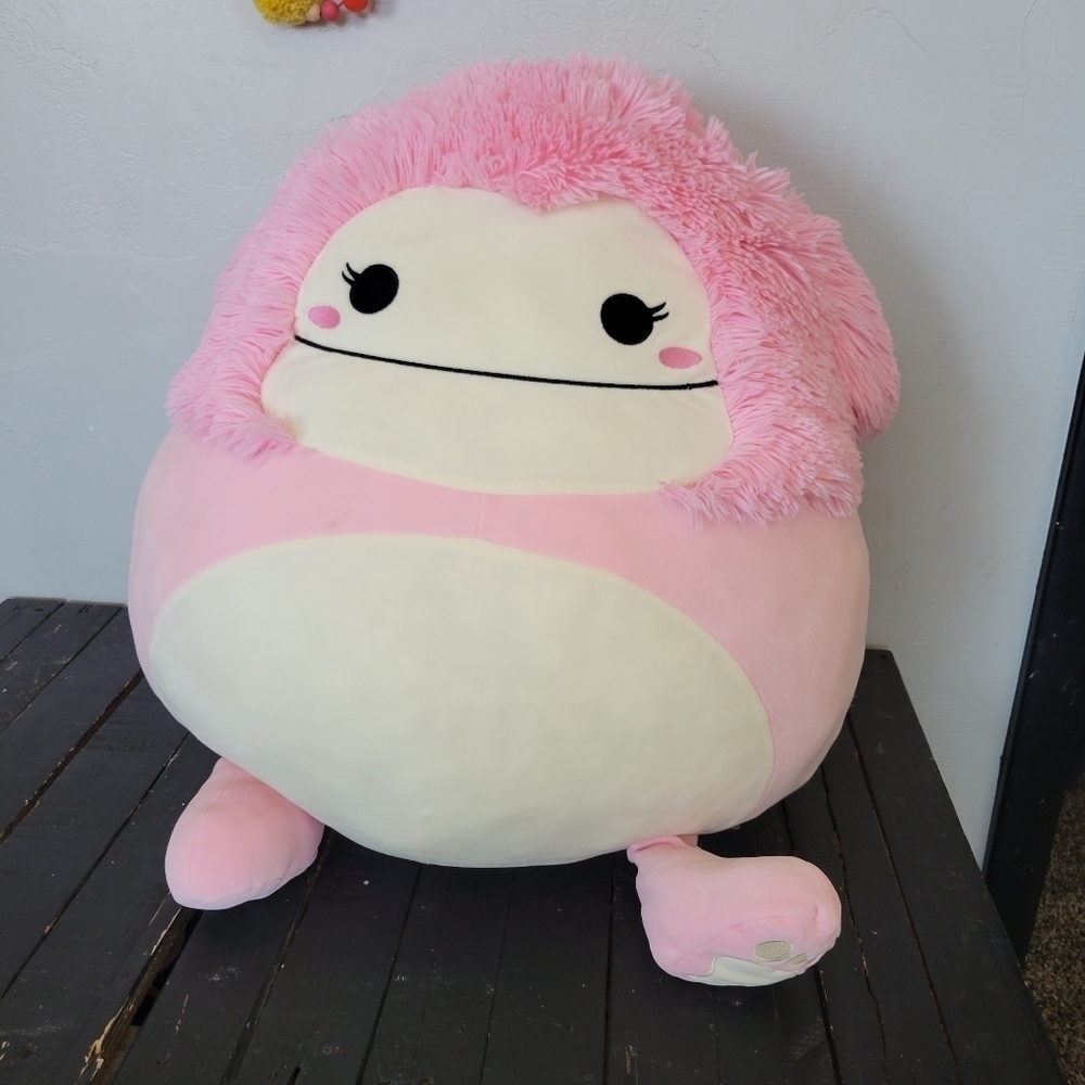 Squishmallow Brinna Big Foot Pink White Soft Stuffed Plush Animal Furry Pillow